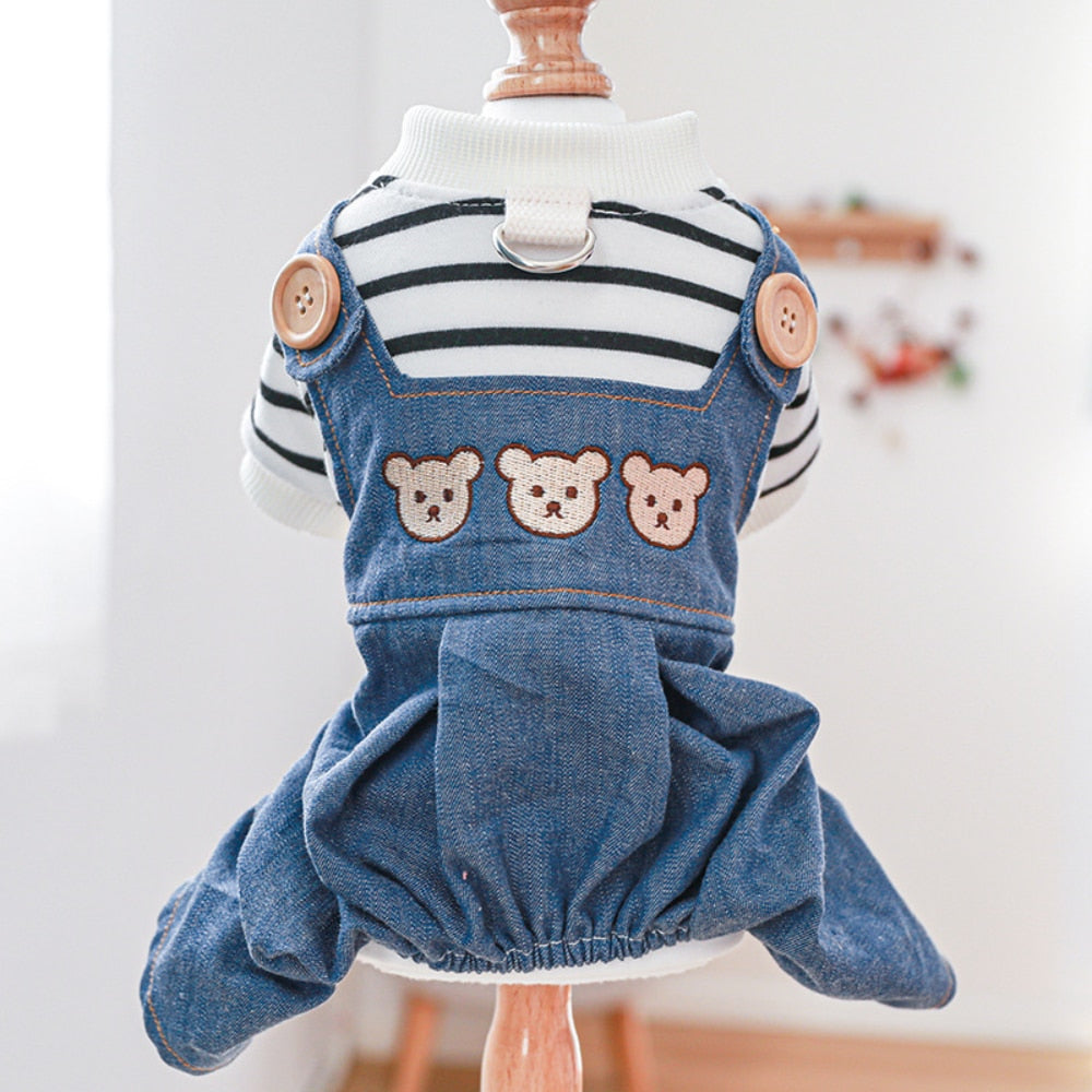 Overol De Jeans A Rayas Tres Osos
