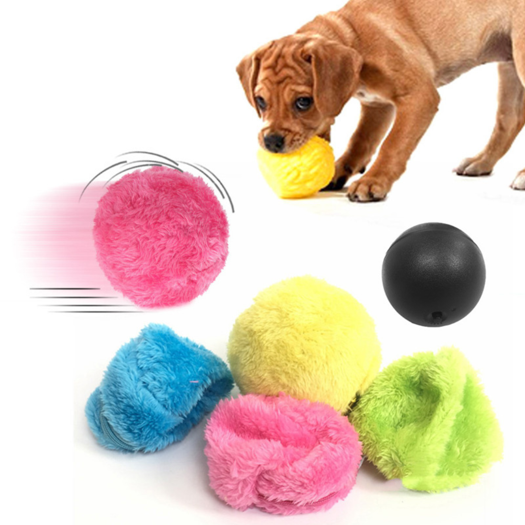 Pelota Fluffy Con Rodamiento Automático Y 4 Fundas De Peluche